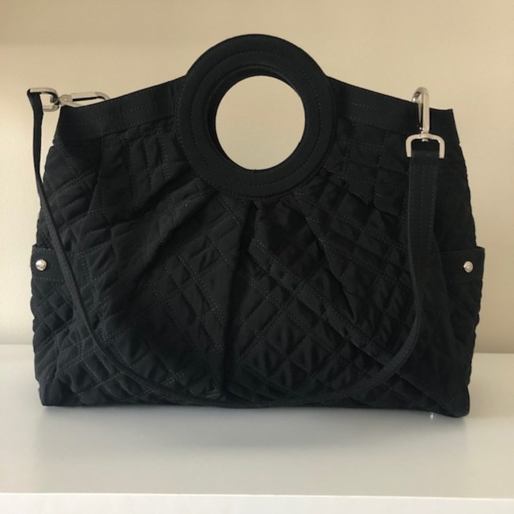 Vera Bradley Black Microfiber Circle Handle Tote